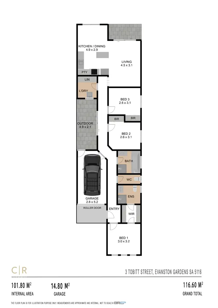 Floorplan of Homely house listing, 3 Tobitt Street, Evanston Gardens SA 5116