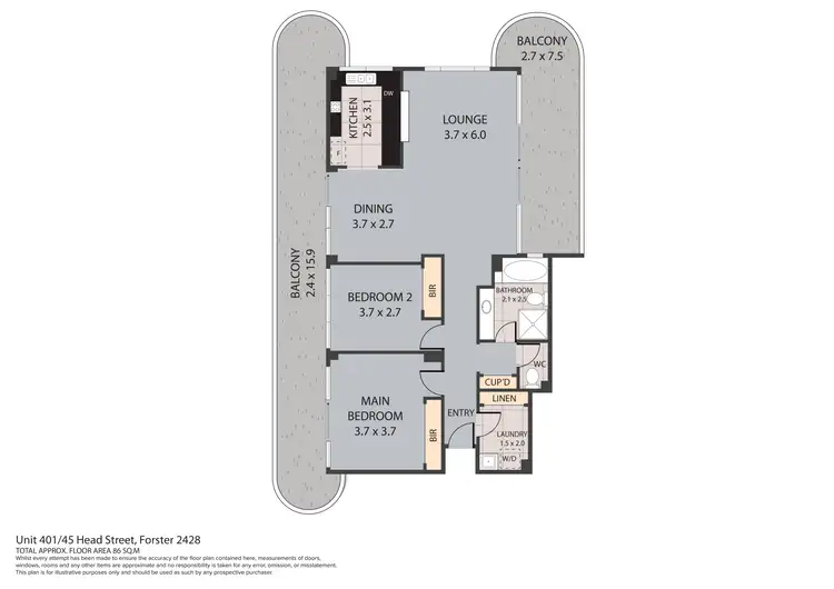 Floorplan of Homely unit listing, 401/45-49 Head Street, Forster NSW 2428