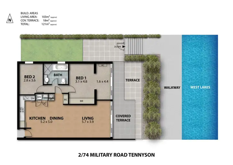 Floorplan of Homely unit listing, 2/74 Military Road, Tennyson SA 5022