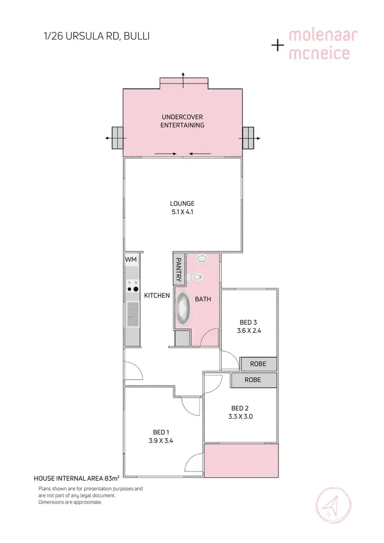 Floorplan of Homely semi-detached listing, 1/26 Ursula Road, Bulli NSW 2516