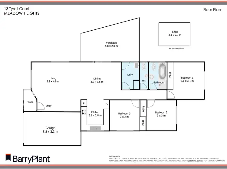 Floorplan of Homely house listing, 13 Tyrell Court, Meadow Heights VIC 3048