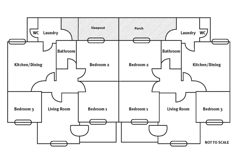 Floorplan of Homely semi-detached listing, 26 - 28 Murphy Crescent, Whyalla Stuart SA 5608