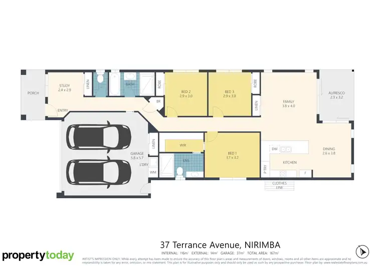 Floorplan of Homely house listing, 37 Terrence Avenue, Nirimba QLD 4551