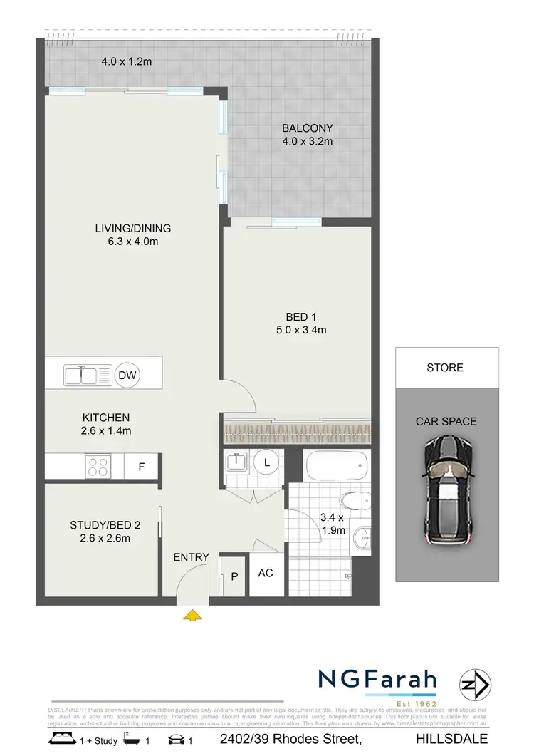 Floorplan of Homely apartment listing, 2402/39 Rhodes Street, Hillsdale NSW 2036