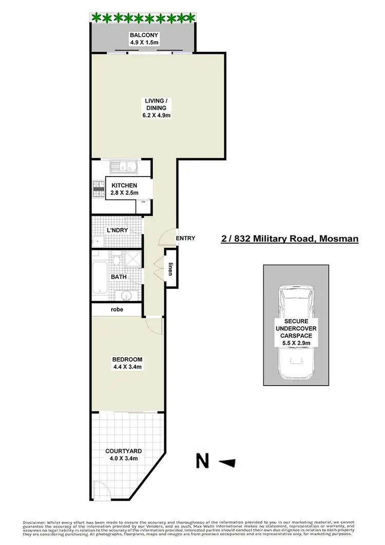 Floorplan of Homely apartment listing, 2/832 Military Road, Mosman NSW 2088