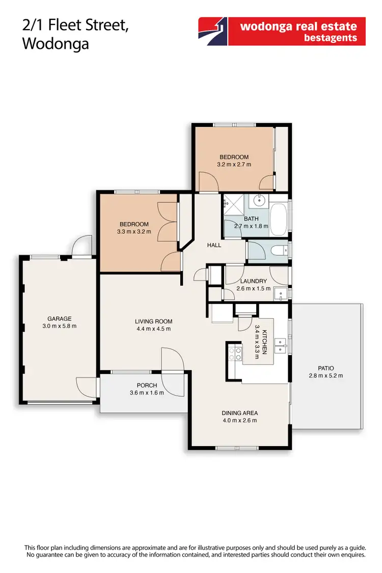 Floorplan of Homely unit listing, 2/1 Fleet Street, Wodonga VIC 3690