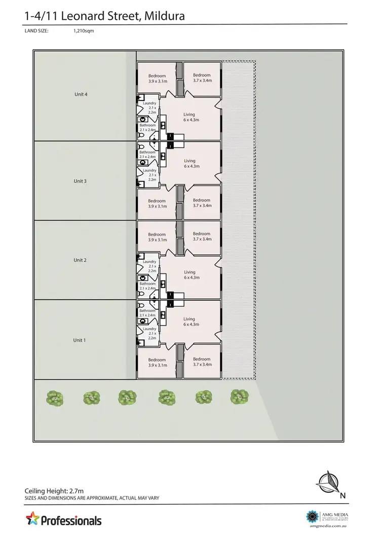 Floorplan of Homely block of units listing, 1-4/11 Leonard Street, Mildura VIC 3500