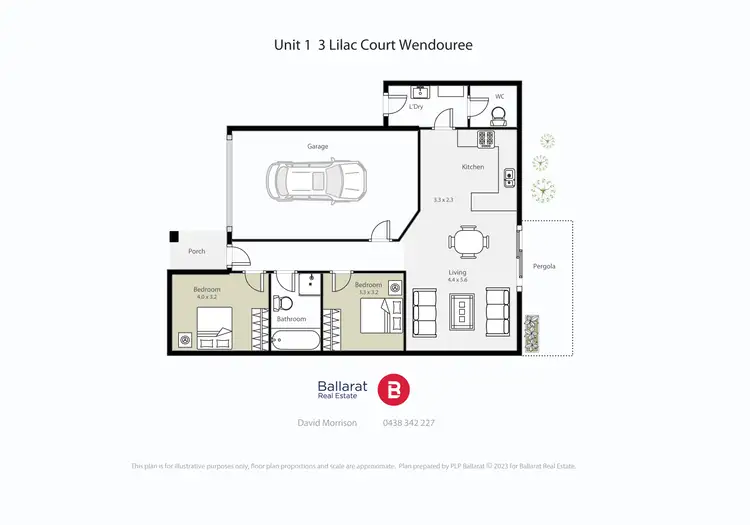 Floorplan of Homely townhouse listing, 1/3 Lilac Court, Wendouree VIC 3355
