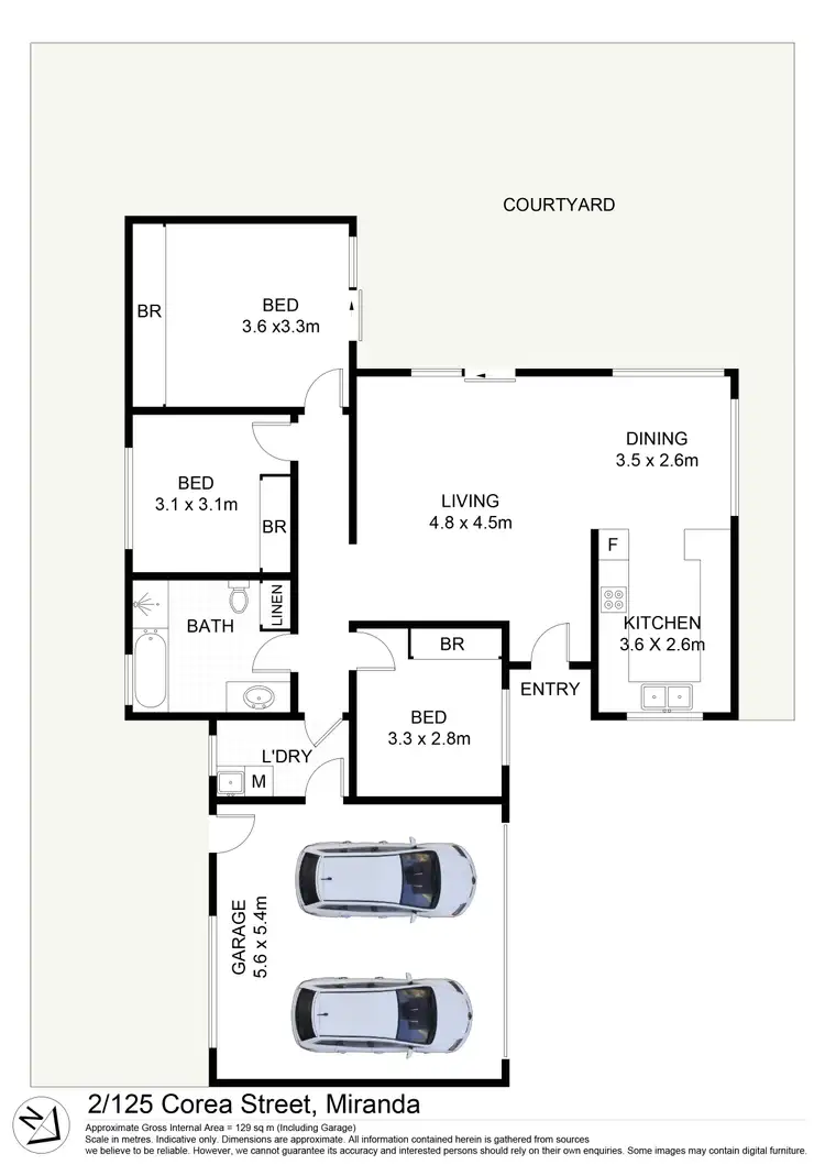 Floorplan of Homely villa listing, 2/125 Corea Street, Miranda NSW 2228