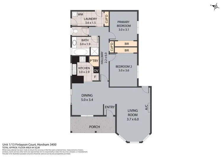 Floorplan of Homely unit listing, 1/13 Finlayson Court, Horsham VIC 3400