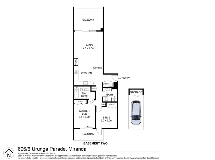 Floorplan of Homely apartment listing, C606/6 Urunga Parade, Miranda NSW 2228
