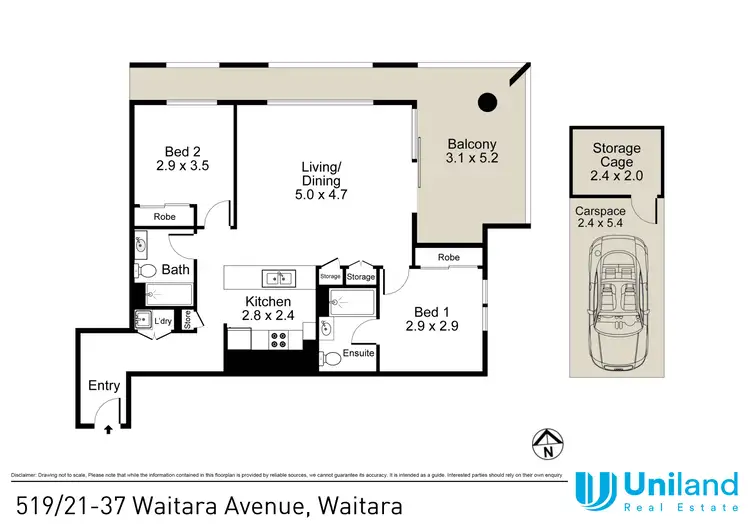 Floorplan of Homely apartment listing, 519/21-37 Waitara Avenue, Waitara NSW 2077