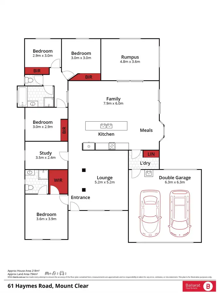 Floorplan of Homely house listing, 61 Haymes Road, Mount Clear VIC 3350