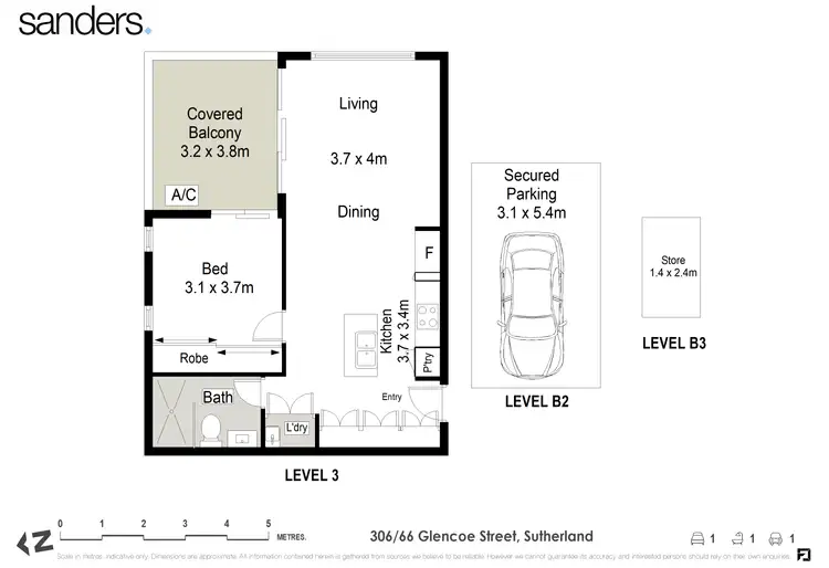 Floorplan of Homely unit listing, 306/66 Glencoe Street, Sutherland NSW 2232