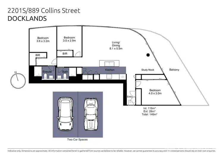 Floorplan of Homely apartment listing, 2201S/889 Collins Street, Docklands VIC 3008