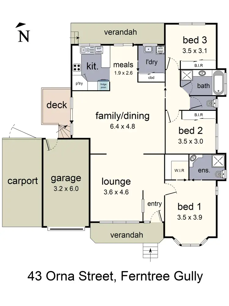 Floorplan of Homely house listing, 43 Orna Street, Ferntree Gully VIC 3156