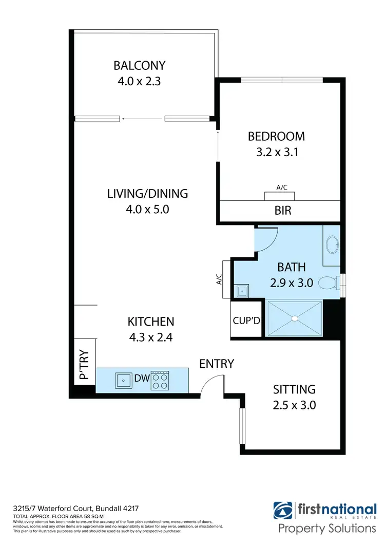 Floorplan of Homely unit listing, 3215/1-7 Waterford Court, Bundall QLD 4217