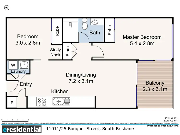Floorplan of Homely unit listing, 11011/25 Bouquet Street, South Brisbane QLD 4101