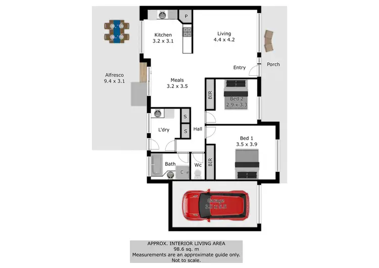 Floorplan of Homely unit listing, 1/11 McMahon Place, Wodonga VIC 3690