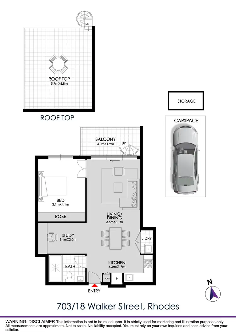 Floorplan of Homely apartment listing, 703/18 Walker Street, Rhodes NSW 2138