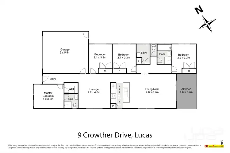 Floorplan of Homely house listing, 9 Crowther Drive, Lucas VIC 3350