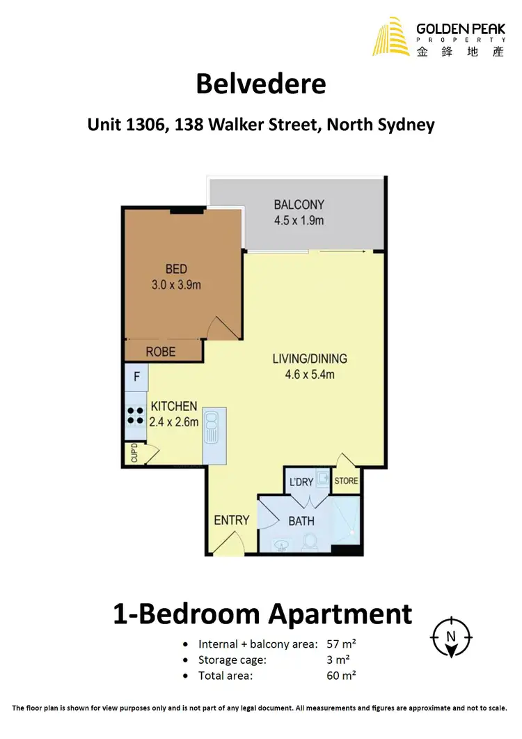 Floorplan of Homely apartment listing, 1306/138 Walker Street, North Sydney NSW 2060