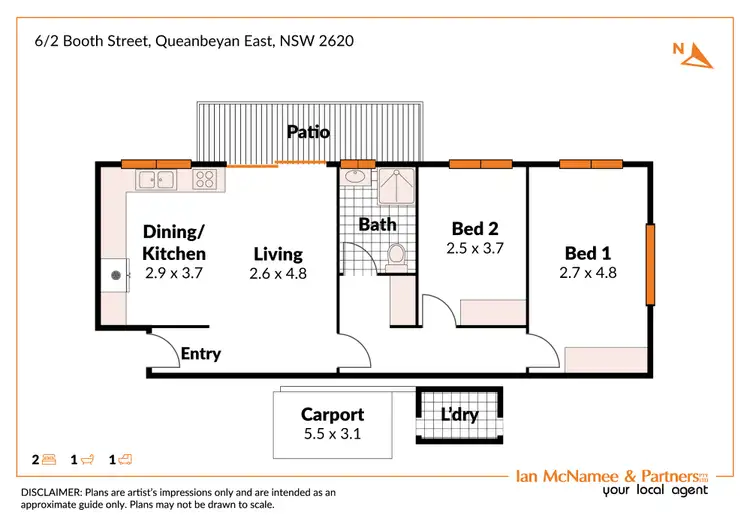 Floorplan of Homely unit listing, 6/2 Booth Street, Queanbeyan NSW 2620
