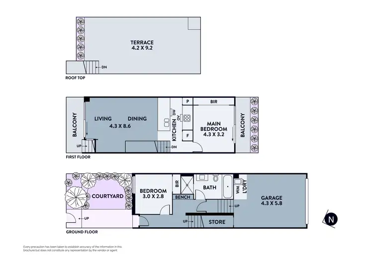Floorplan of Homely townhouse listing, 9/52 Clyde Street, Thornbury VIC 3071