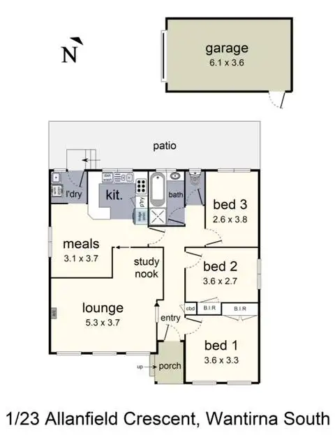 Floorplan of Homely unit listing, 1/23 Allanfield Crescent, Wantirna South VIC 3152