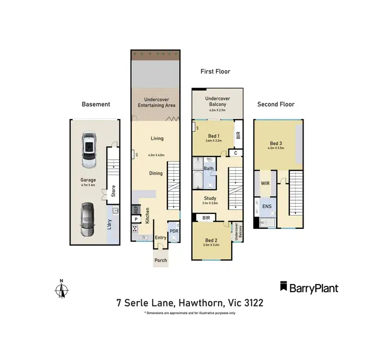 Floorplan of Homely townhouse listing, 7 Serle Lane, Hawthorn VIC 3122