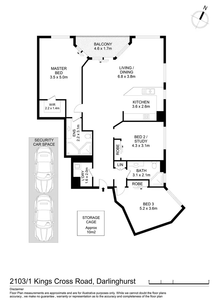 Floorplan of Homely unit listing, 2103/1 Kings Cross Road, Darlinghurst NSW 2010