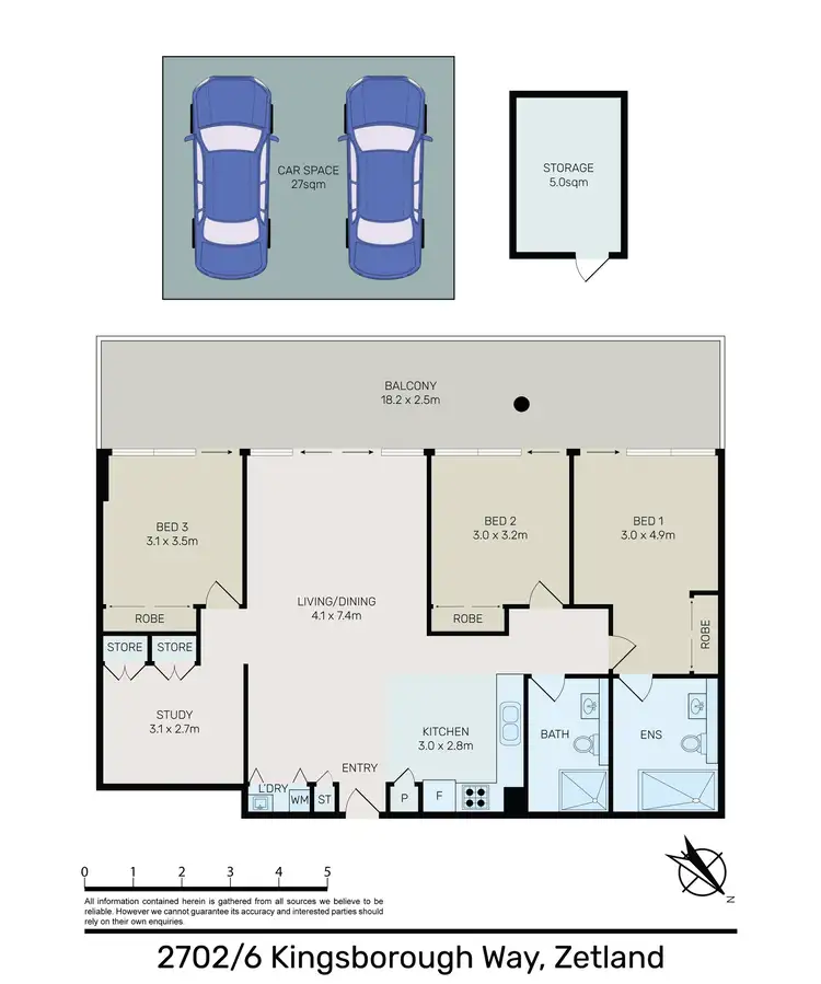 Floorplan of Homely unit listing, 2702/6 Kingsborough Way, Zetland NSW 2017