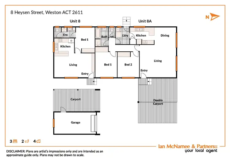 Floorplan of Homely semi-detached listing, 8 Heysen Street, Weston ACT 2611