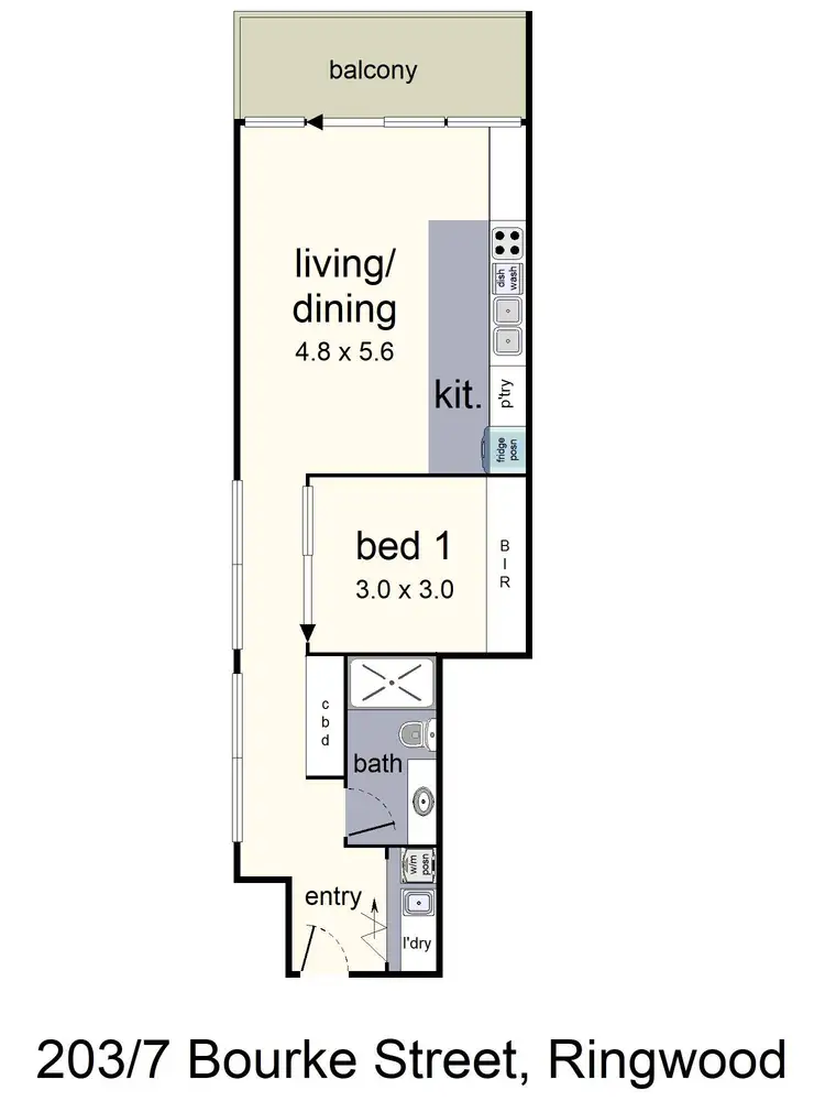Floorplan of Homely apartment listing, 203/7 Bourke Street, Ringwood VIC 3134
