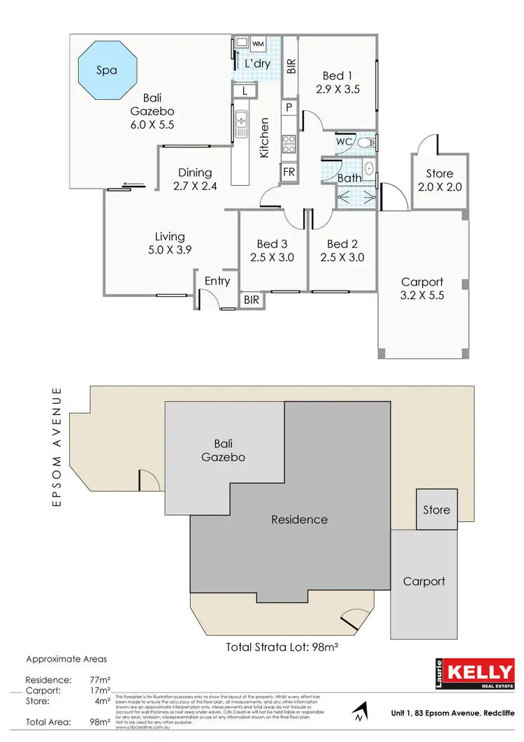 Floorplan of Homely villa listing, 1/83 Epsom Avenue, Redcliffe WA 6104
