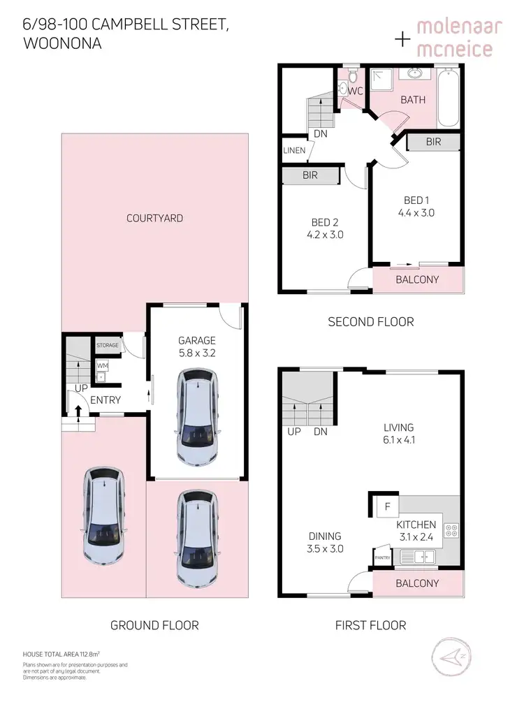 Floorplan of Homely townhouse listing, 6/98-100 Campbell Street, Woonona NSW 2517