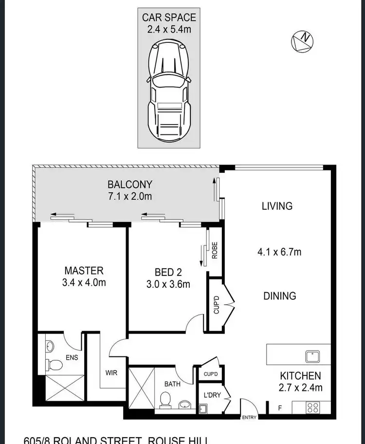 Floorplan of Homely apartment listing, 605/8 Roland Street, Rouse Hill NSW 2155