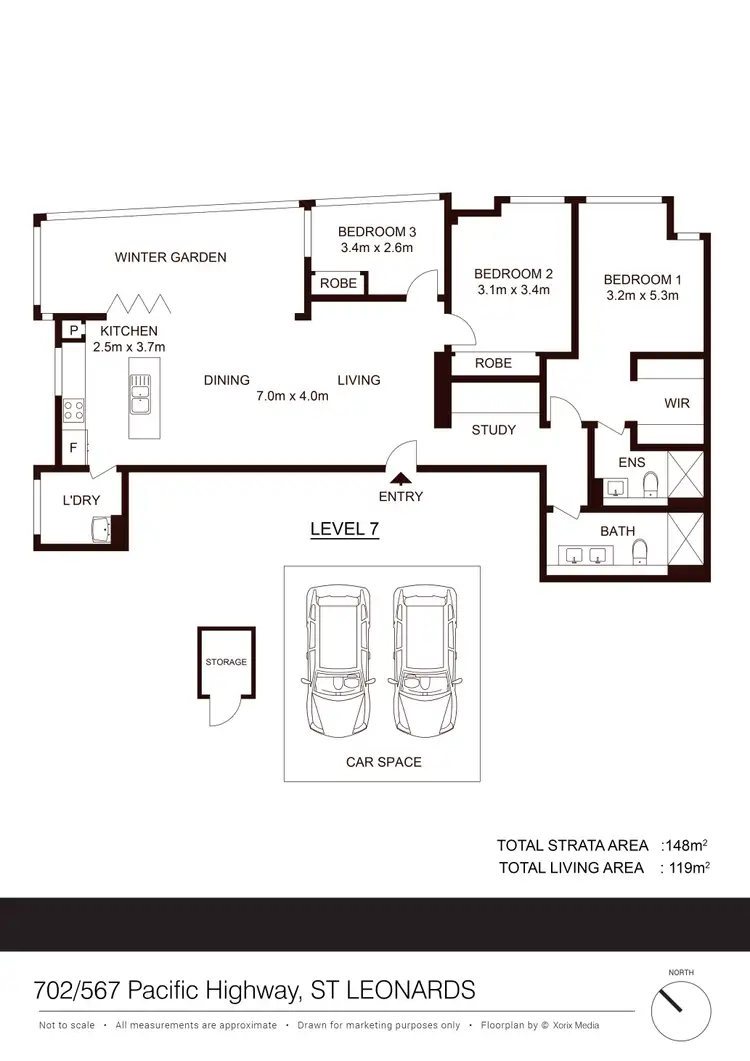 Floorplan of Homely unit listing, 702/567 Pacific Highway, St Leonards NSW 2065