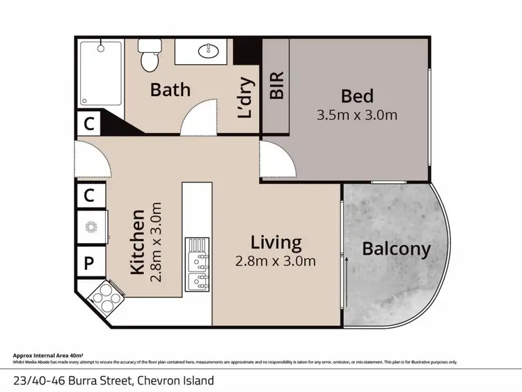 Floorplan of Homely apartment listing, 23/40-46 Burra Street, Chevron Island QLD 4217