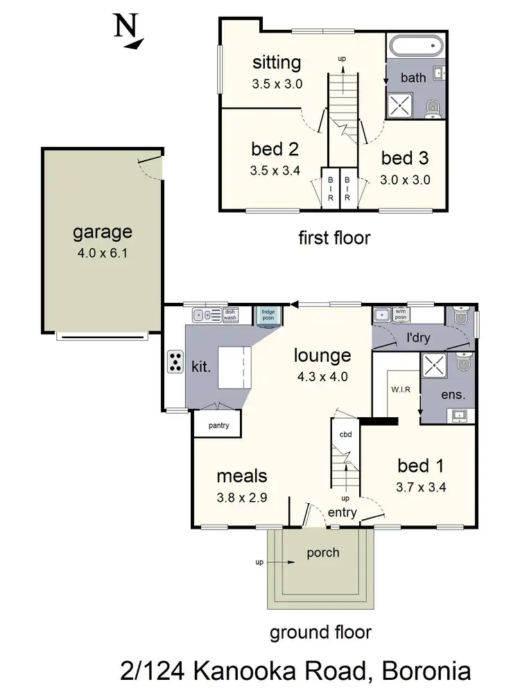 Floorplan of Homely townhouse listing, 2/124 Kanooka Road, Boronia VIC 3155
