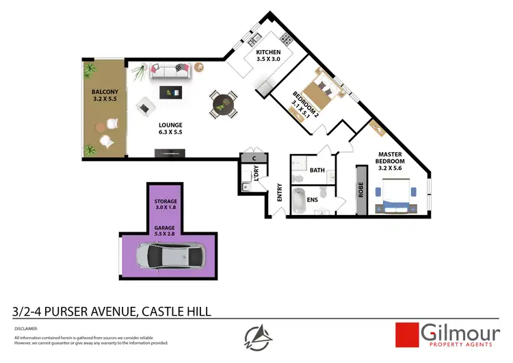 Floorplan of Homely apartment listing, 3/2-4 Purser Avenue, Castle Hill NSW 2154
