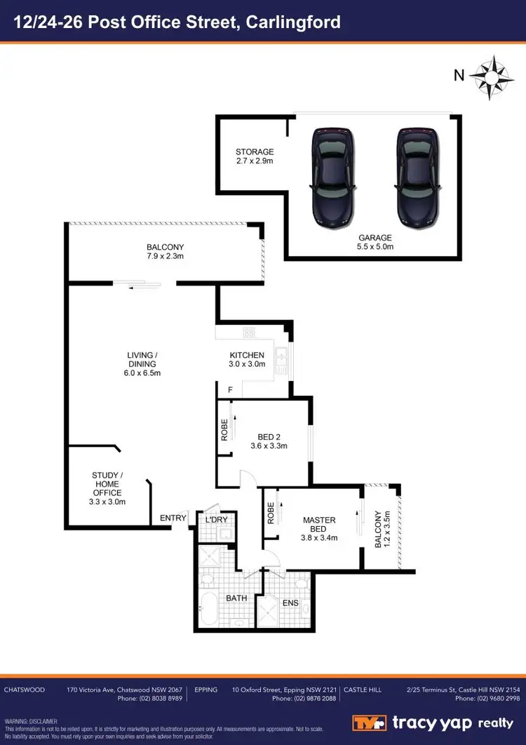 Floorplan of Homely apartment listing, 12/24-26 Post Office Street, Carlingford NSW 2118