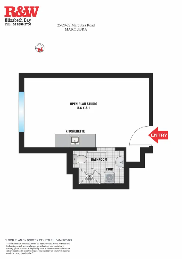 Floorplan of Homely studio listing, 25/20-22 Maroubra Road, Maroubra NSW 2035