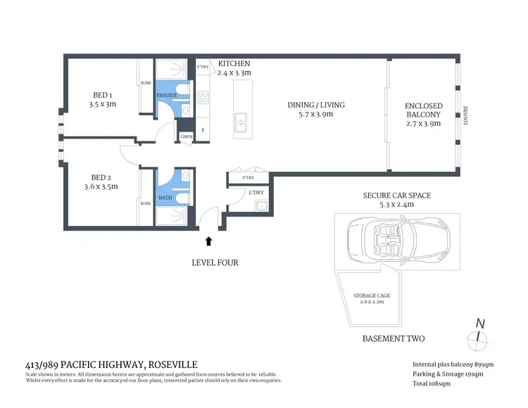 Floorplan of Homely apartment listing, 413/989 Pacific Highway, Roseville NSW 2069