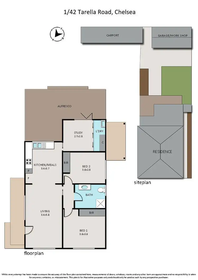 Floorplan of Homely unit listing, 1/42 Tarella Road, Chelsea VIC 3196