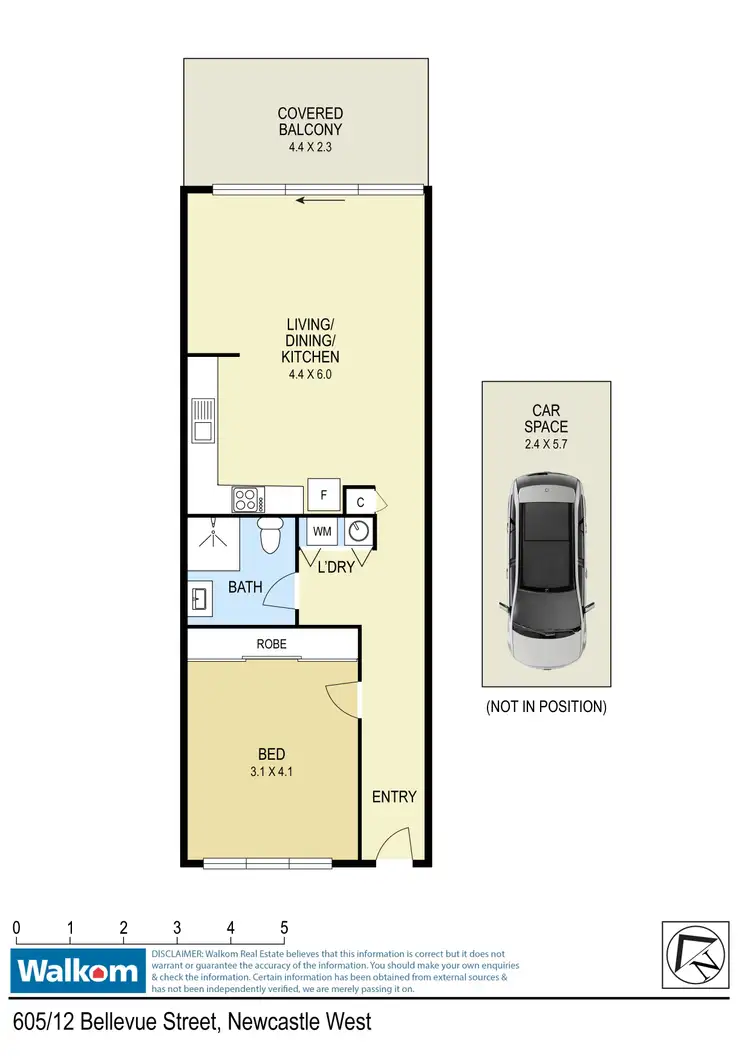 Floorplan of Homely apartment listing, 605/12 Bellevue Street, Newcastle West NSW 2302