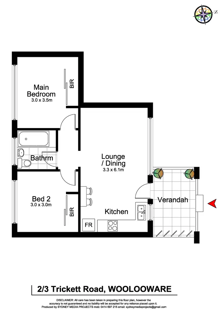 Floorplan of Homely unit listing, 2/3 Trickett Road, Woolooware NSW 2230