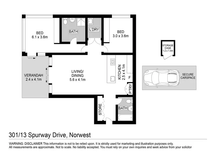 Floorplan of Homely apartment listing, 301/13 Spurway Drive, Norwest NSW 2153