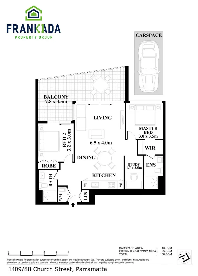 Floorplan of Homely apartment listing, 1409/88 Church Street, Parramatta NSW 2150