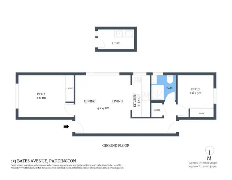 Floorplan of Homely unit listing, 1/3 Bates Avenue, Paddington NSW 2021